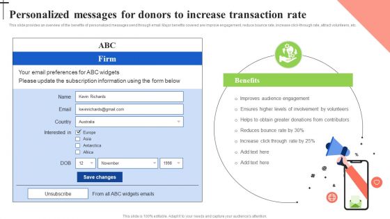Email Marketing Strategies For Non Profit Organizations Personalized Messages For Donors Inspiration PDF