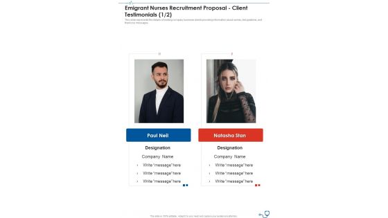 Emigrant Nurses Recruitment Proposal Client Testimonials One Pager Sample Example Document