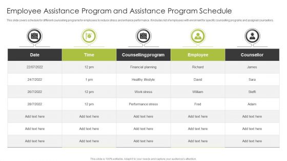 Employee Assistance Program And Assistance Program Schedule Template PDF