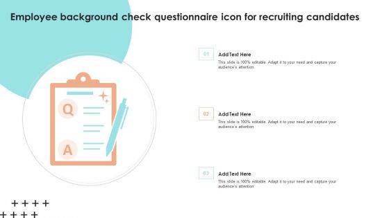 Employee Background Check Questionnaire Icon For Recruiting Candidates Download PDF
