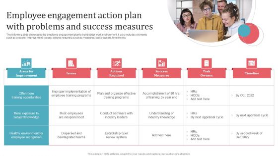 Employee Engagement Action Plan With Problems And Success Measures Summary PDF