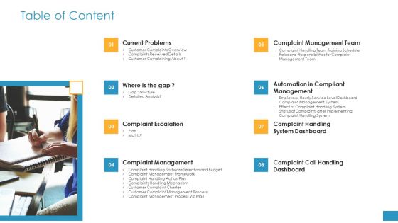 Employee Grievance Handling Process Table Of Content Ppt Styles Templates PDF
