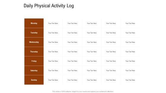 Employee Health And Fitness Program Daily Physical Activity Log Portrait PDF