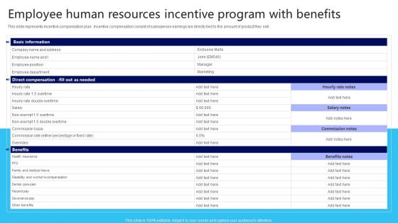 Employee Human Resources Incentive Program With Benefits Demonstration PDF