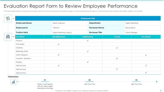 Employee Performance Evaluation Report Form Ppt PowerPoint Presentation Complete Deck With Slides