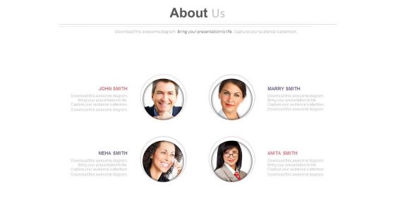 Employee Profile For Company About Us Page Powerpoint Slides