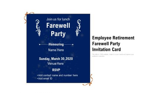 Employee Retirement Farewell Party Invitation Card Ppt PowerPoint Presentation File Example File PDF