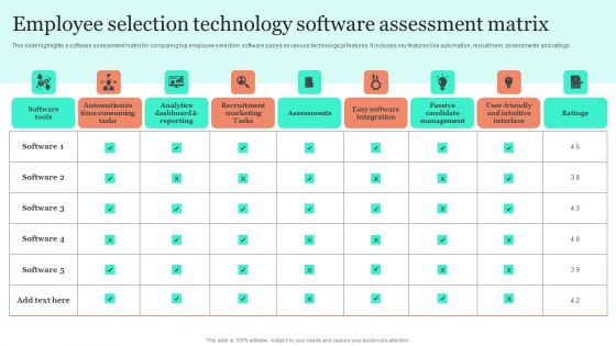 Employee Selection Technology Software Assessment Matrix Information PDF