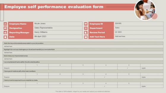 Employee Self Performance Evaluation Form Themes PDF