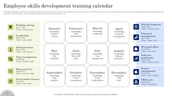 Employee Skills Development Training Calendar Formats PDF Employee Skills Development Training Calendar Formats PDF