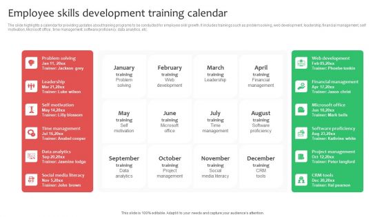 Employee Skills Development Training Calendar Ppt Styles Microsoft PDF Employee Skills Development Training Calendar Ppt Styles Microsoft PDF