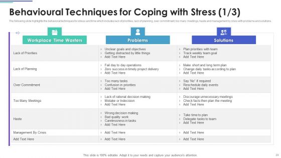Employee Stress Management Methods Ppt PowerPoint Presentation Complete Deck With Slides