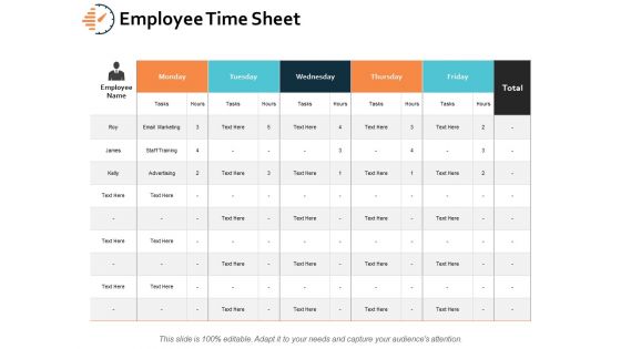 Employee Time Sheet Ppt PowerPoint Presentation File Visual Aids