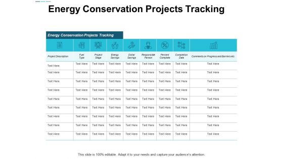 Energy Conservation Projects Tracking Ppt Powerpoint Presentation File Diagrams
