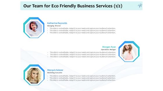 Energy Efficient Corporate Our Team For Eco Friendly Business Services Ppt Layouts Influencers PDF