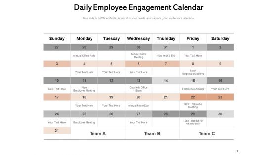 Engagement Calendar For Employee Activities Team Management Ppt PowerPoint Presentation Complete Deck
