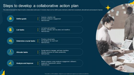 Engaging Employees Strategic Steps To Develop A Collaborative Action Plan Brochure PDF