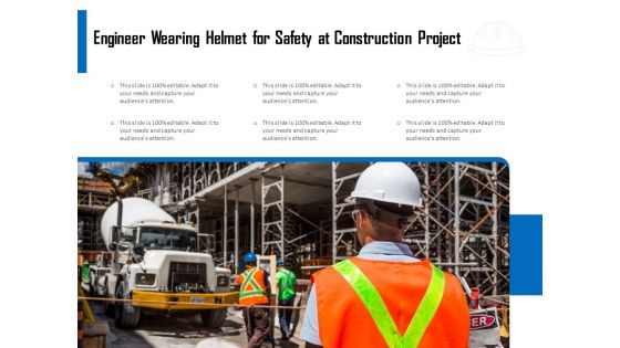 Engineer Wearing Helmet For Safety At Construction Project Ppt PowerPoint Presentation Portfolio Background Images PDF