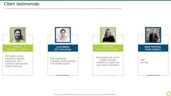 Engineering Solutions Company Detail Client Testimonials Ideas PDF