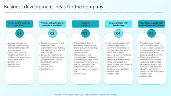 Enhancing Sales Through Effective Business Development Planning Procedure Business Development Ideas Elements PDF