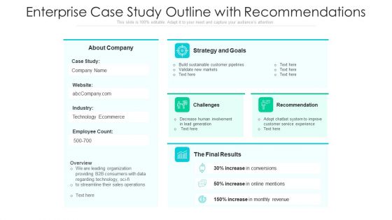 Enterprise Case Study Outline With Recommendations Ppt Summary Graphic Tips PDF