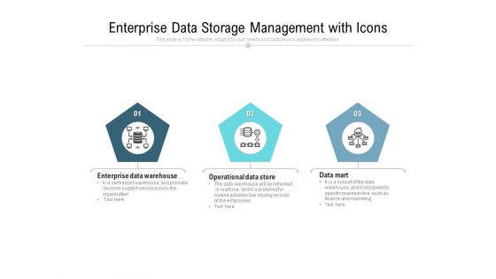 Enterprise Data Storage Management With Icons Ppt PowerPoint Presentation Gallery Graphics PDF