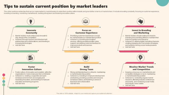 Enterprise Leaders Technique To Achieve Market Control Tips To Sustain Current Position By Market Leaders Template PDF Enterprise Leaders Technique To Achieve Market Control Tips To Sustain Current Position By Market Leaders Template PDF