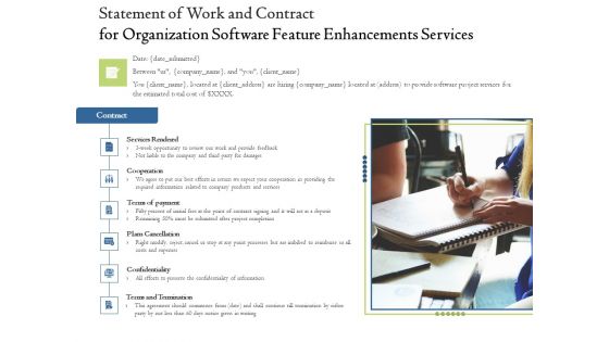 Enterprise Software Development Service Statement Of Work And Contract For Organization Feature Enhancements Topics PDF