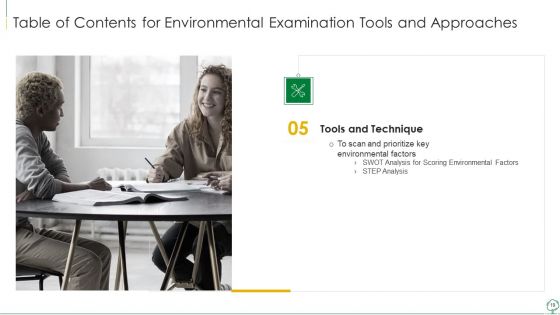 Environmental Examination Tools And Approaches Ppt PowerPoint Presentation Complete With Slides