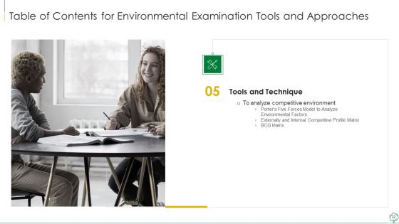 Environmental Examination Tools And Approaches Ppt PowerPoint Presentation Complete With Slides