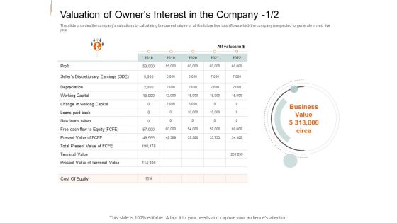 Equity Crowd Investing Valuation Of Owners Interest In The Company Earnings Structure PDF