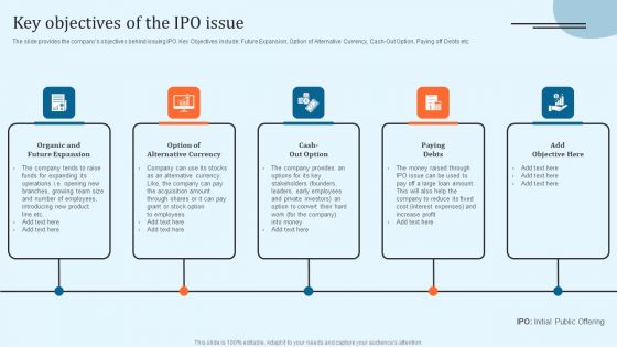 Equity Debt And Convertible Bond Investment Banking Pitch Book Key Objectives Of The IPO Issue Download PDF