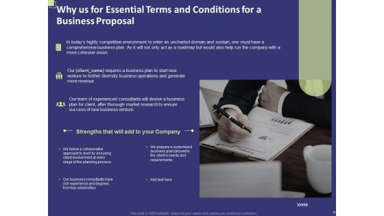 Essential Terms And Conditions For A Business Proposal Ppt PowerPoint Presentation Complete Deck With Slides