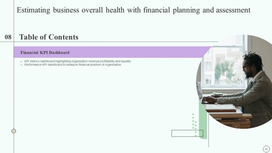 Estimating Business Overall Health With Financial Planning And Assessment Ppt PowerPoint Presentation Complete Deck With Slides