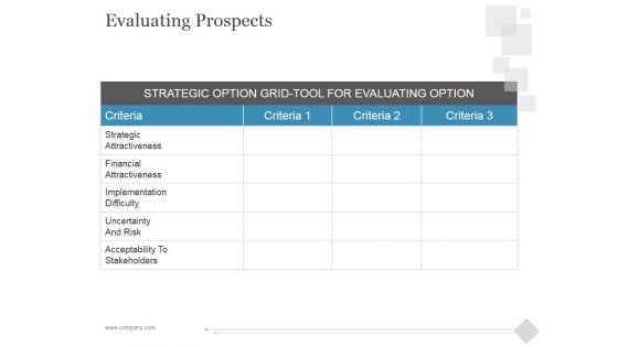 Evaluating Prospects Ppt PowerPoint Presentation Sample