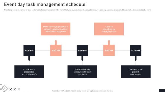 Event Day Task Management Schedule Stakeholder Engagement Plan For Launch Event Elements PDF