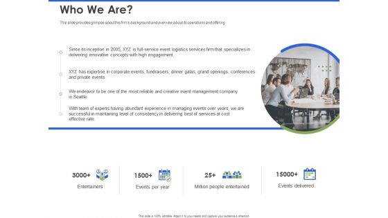 Event Management Services Who We Are Ppt PowerPoint Presentation Inspiration Deck PDF