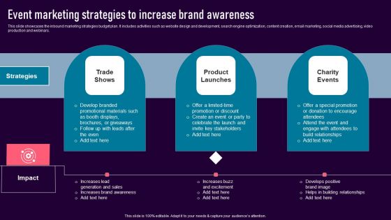 Event Marketing Strategies To Increase Brand Awareness Inspiration PDF