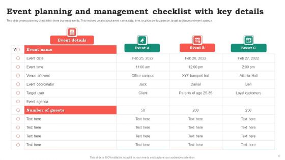 Event Planning And Management Checklist Ppt PowerPoint Presentation Complete Deck With Slides