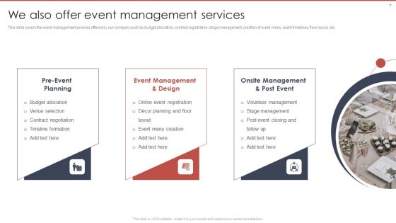 Event Planning And Management Company Profile Ppt PowerPoint Presentation Complete Deck With Slides