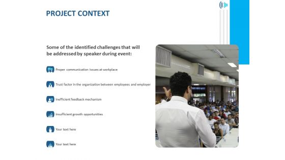 Event Time Announcer Project Context Ppt Icon Graphics Example PDF
