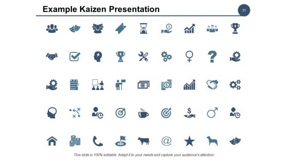 Example Kaizen Presentation Ppt PowerPoint Presentation Complete Deck With Slides