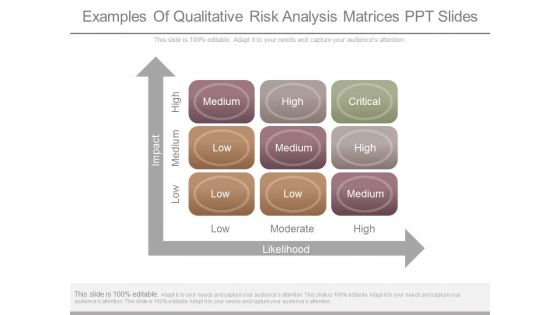 Examples Of Qualitative Risk Analysis Matrices Ppt Slides
