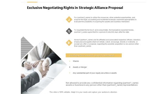 Exclusive Negotiating Rights In Strategic Alliance Proposal Ppt PowerPoint Presentation Infographics Designs Download