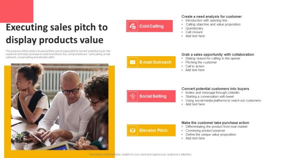 Executing Sales Pitch To Display Products Value Portrait PDF Executing Sales Pitch To Display Products Value Portrait PDF