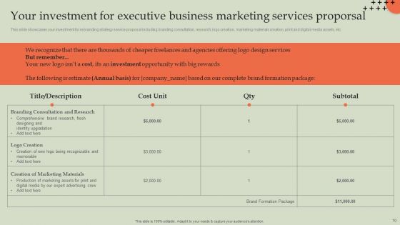 Executive Business Marketing Services Proporsal Ppt PowerPoint Presentation Complete Deck With Slides