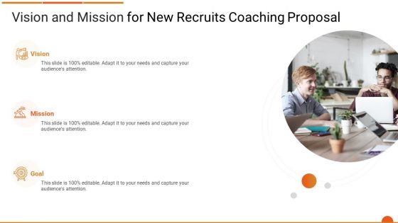 Executive Job Training Vision And Mission For New Recruits Coaching Proposal Background PDF