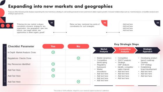 Expanding Into New Markets And Geographies Year Over Year Business Success Playbook Brochure PDF