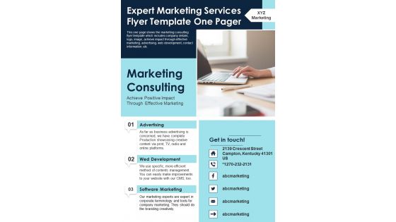 Expert Marketing Services Flyer Template One Pager PDF Document PPT Template