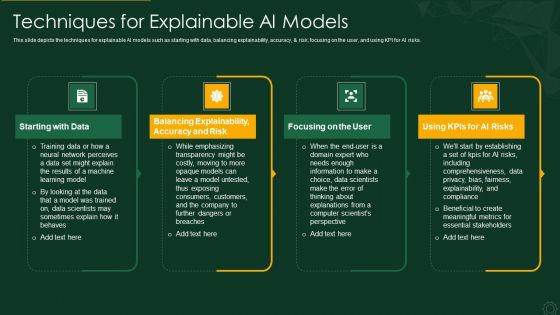 Explainable AI XAI Frameworks IT Techniques For Explainable AI Models Graphics PDF